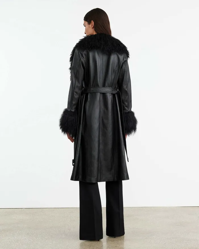 Coats and Outerwear SOLENE LEATHER COAT Black 8211 Nili Lotan Women