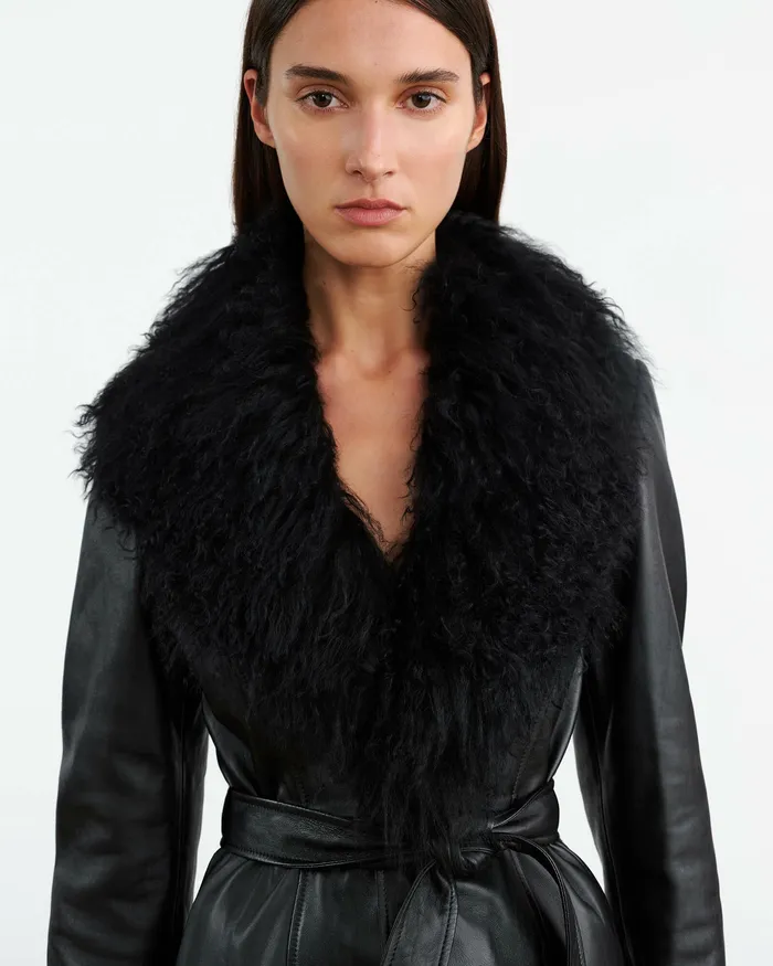 Coats and Outerwear SOLENE LEATHER COAT Black 8211 Nili Lotan Women