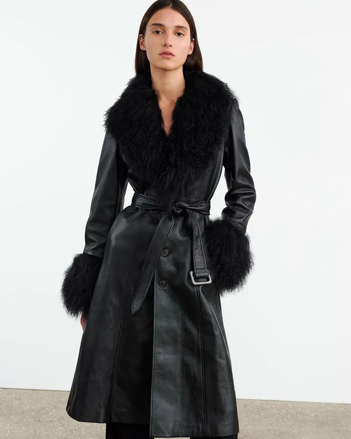 Coats and Outerwear SOLENE LEATHER COAT Black 8211 Nili Lotan Women