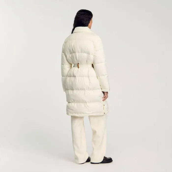 Coats and Trenches Women SANDRO Quilted Midlength Puffer Jacket Ecru