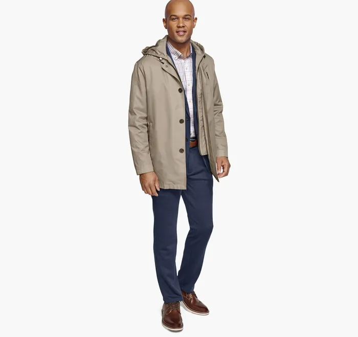 Coats Jackets and Vests Men Upton WaterResistant Raincoat Khaki Johnston and Murphy