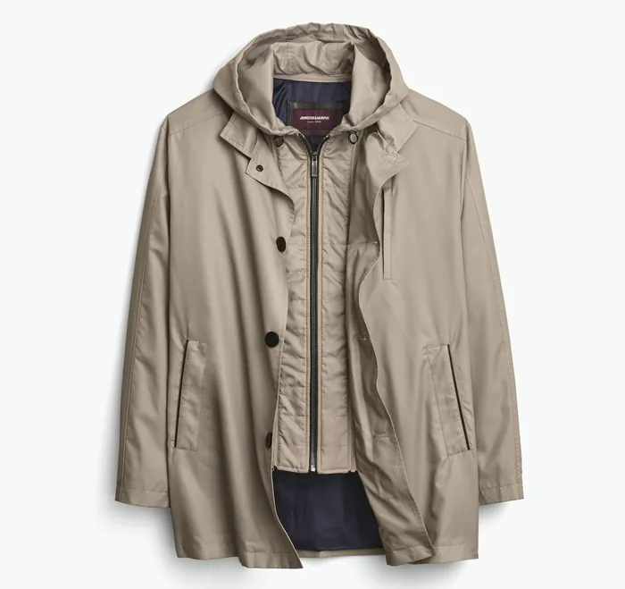 Coats Jackets and Vests Men Upton WaterResistant Raincoat Khaki Johnston and Murphy