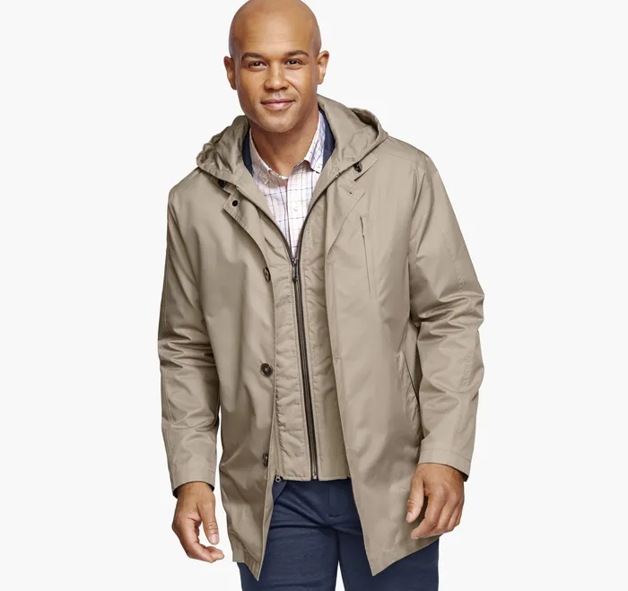 Coats Jackets and Vests Men Upton WaterResistant Raincoat Khaki Johnston and Murphy