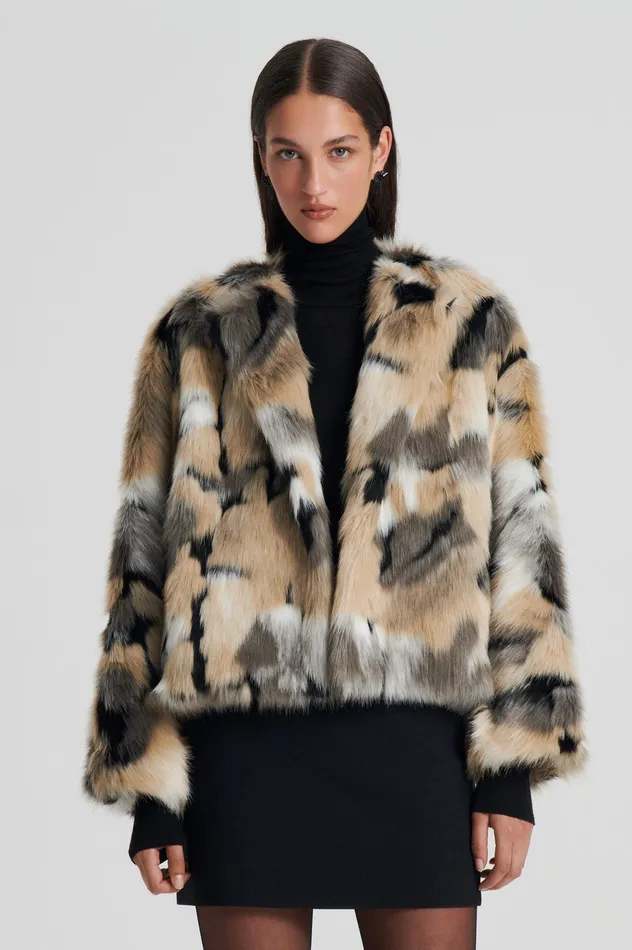 Coats Women FAUX FUR JACKET MULTI Scanlan Theodore Coats Women FAUX FUR JACKET MULTI Scanlan Theodore