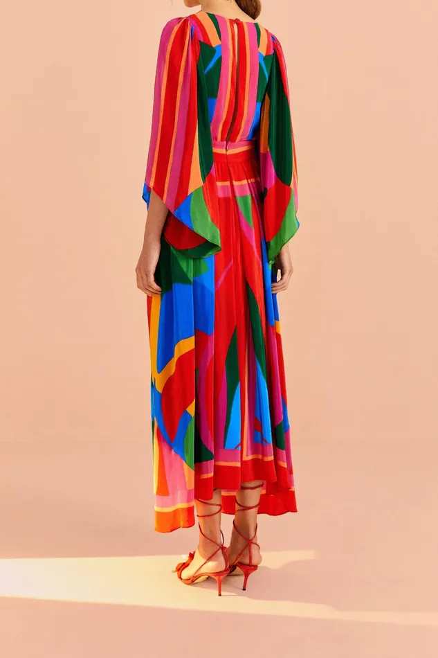 Colorful Leaves Midi Dress Women Farm Rio Midi Dresses
