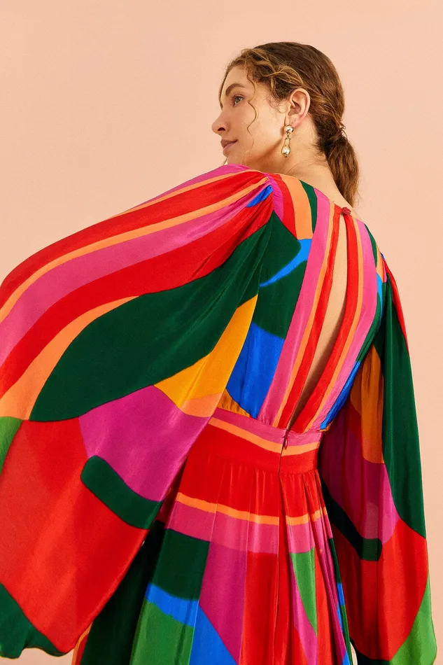 Colorful Leaves Midi Dress Women Farm Rio Midi Dresses