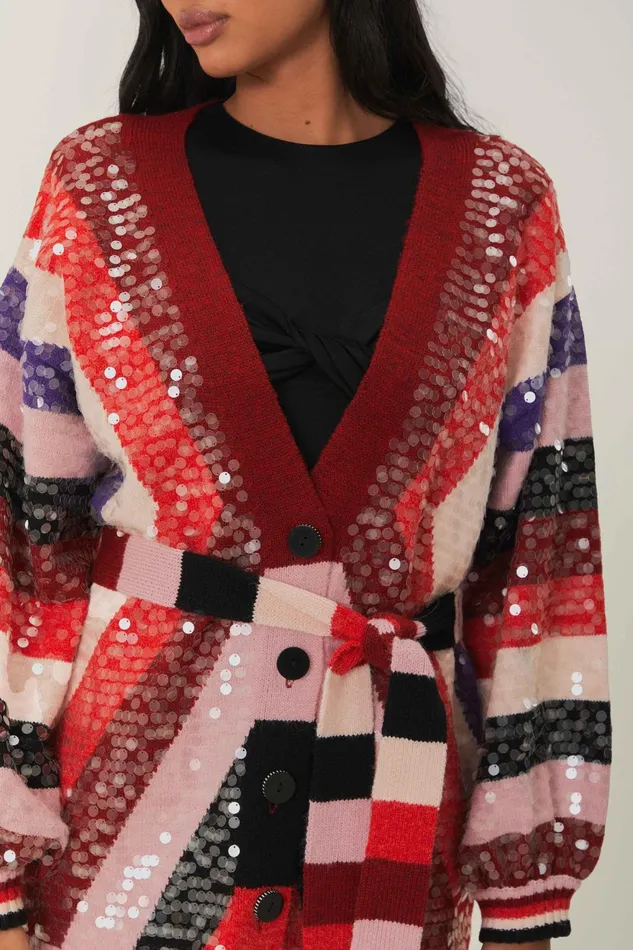 Colorful Stripes Knit Cardigan Women Farm Rio Cardigans