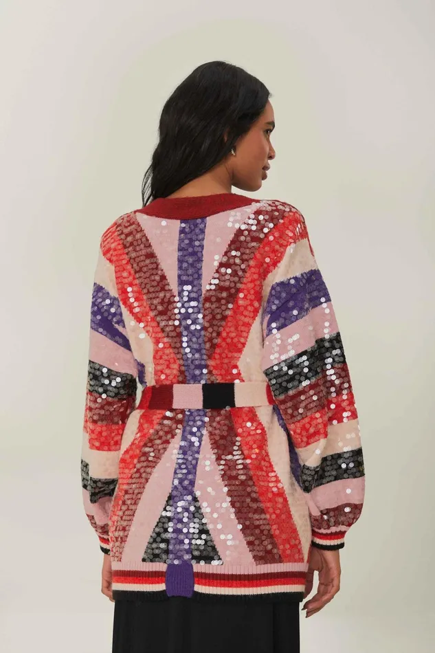 Colorful Stripes Knit Cardigan Women Farm Rio Cardigans