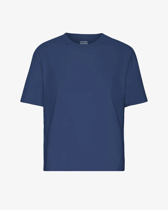 Colorfulstandard TShirts Women Organic Boxy Crop Tee 8211 Marine Blue