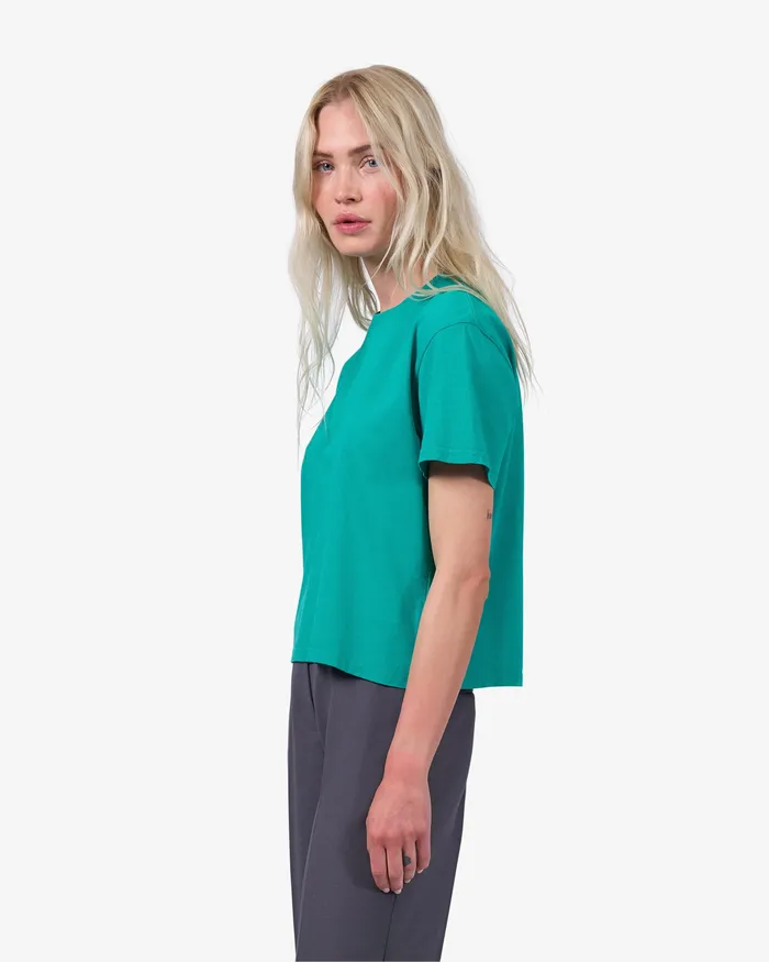 Colorfulstandard TShirts Women Organic Boxy Crop Tee 8211 Marine Blue