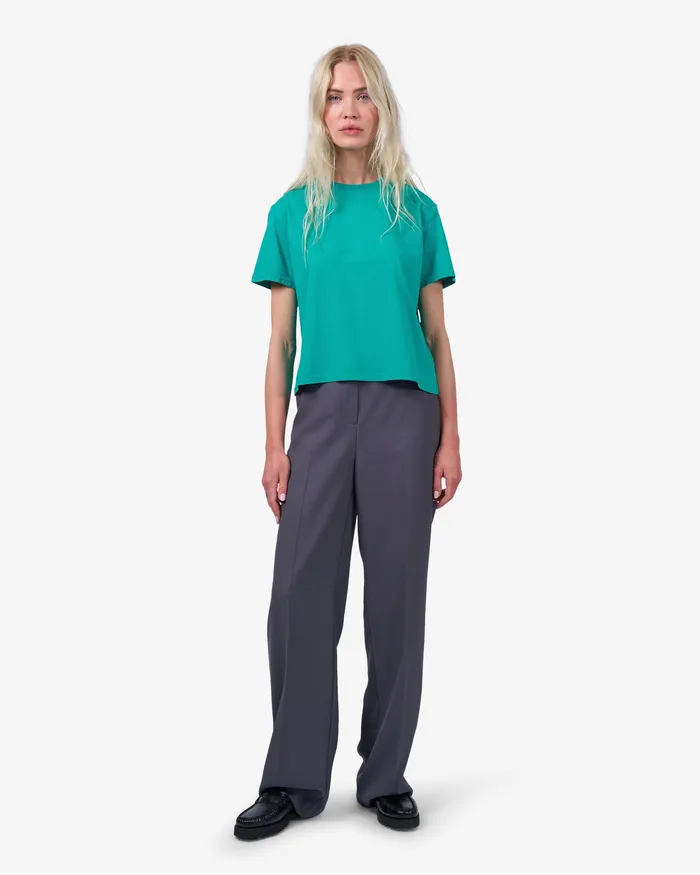 Colorfulstandard TShirts Women Organic Boxy Crop Tee 8211 Marine Blue