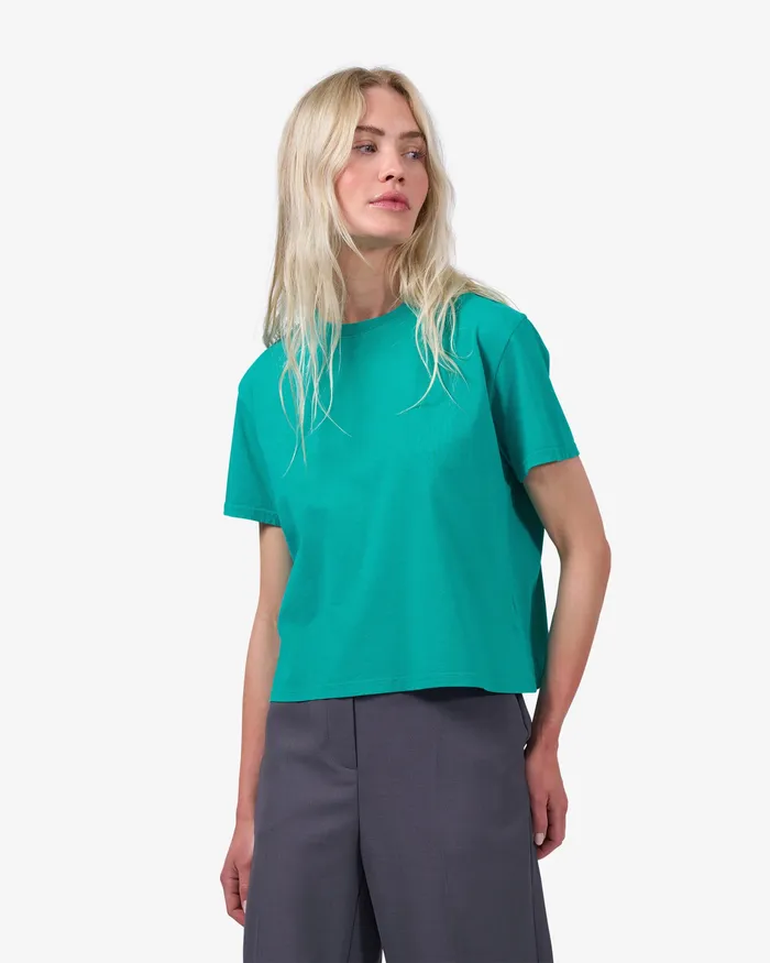 Colorfulstandard TShirts Women Organic Boxy Crop Tee 8211 Marine Blue