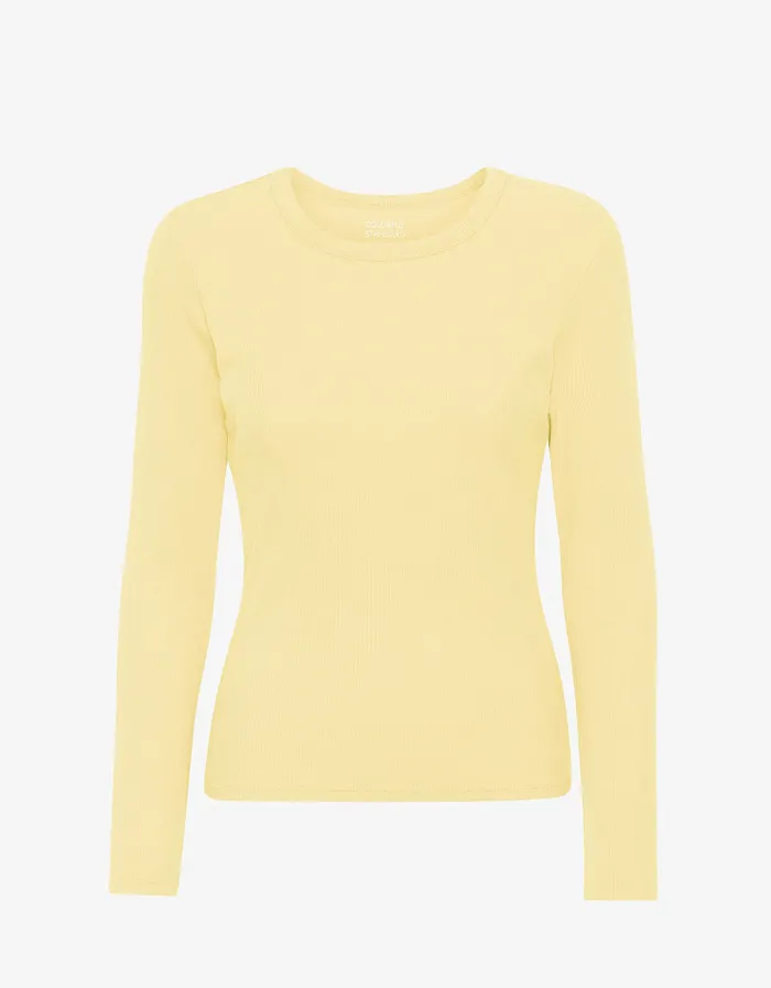 Colorfulstandard Women Organic Rib LS TShirt 8211 Soft Yellow Women Long Sleeve Tops