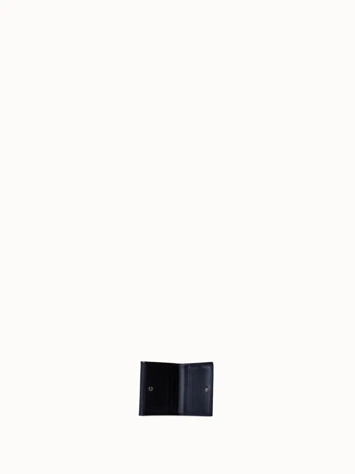 Compact Wallet In Horsehair And Leather Black Women Akris Wallets