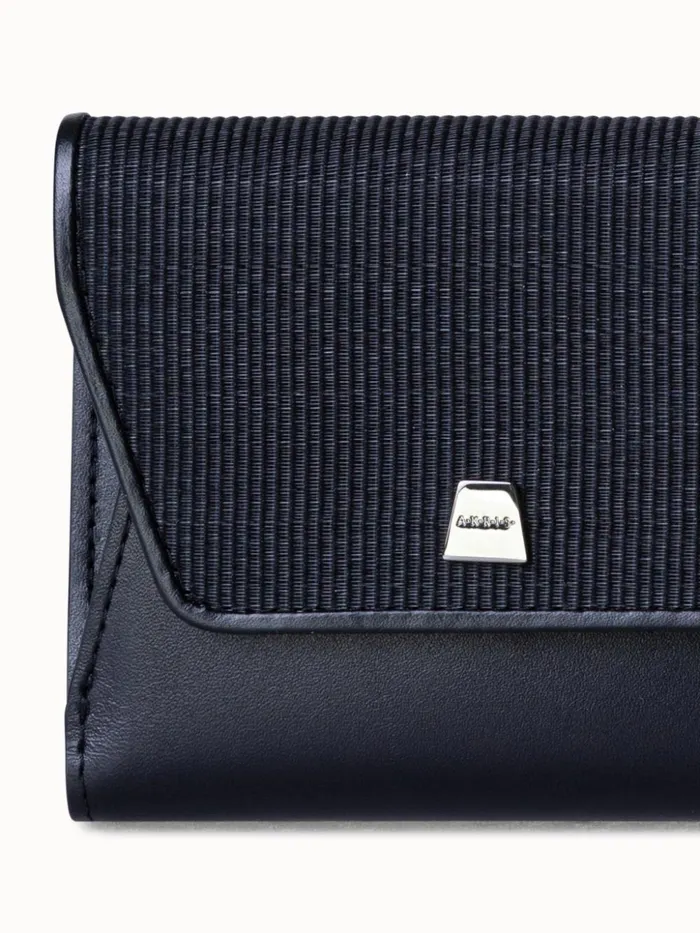 Compact Wallet In Horsehair And Leather Black Women Akris Wallets