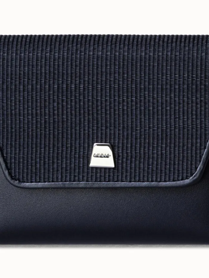 Compact Wallet In Horsehair And Leather Black Women Akris Wallets