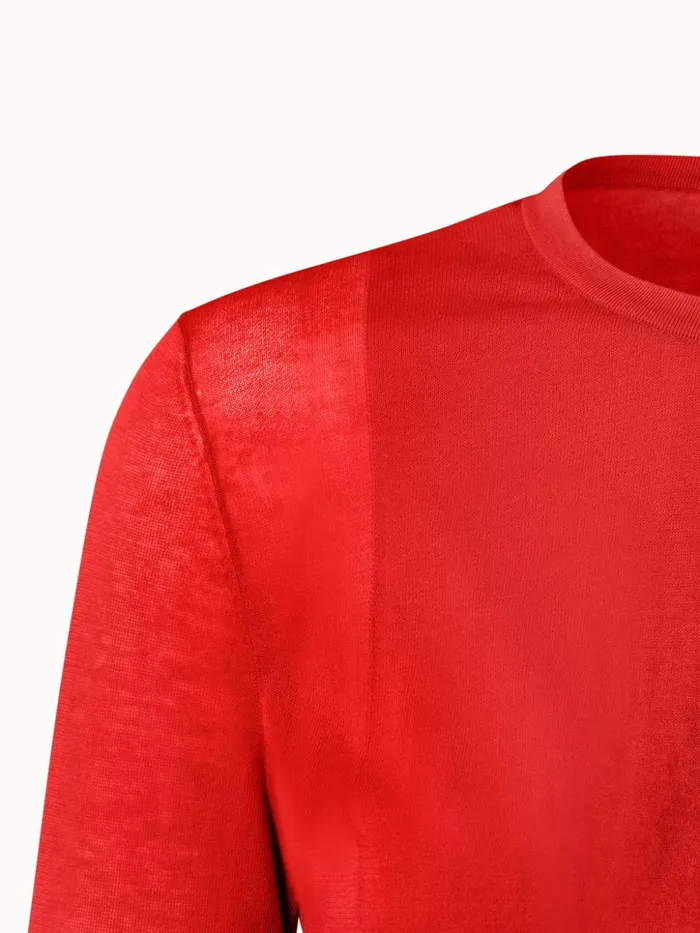 Cotton Blend Knit Cropped Cardigan Red Women Akris Knitwear