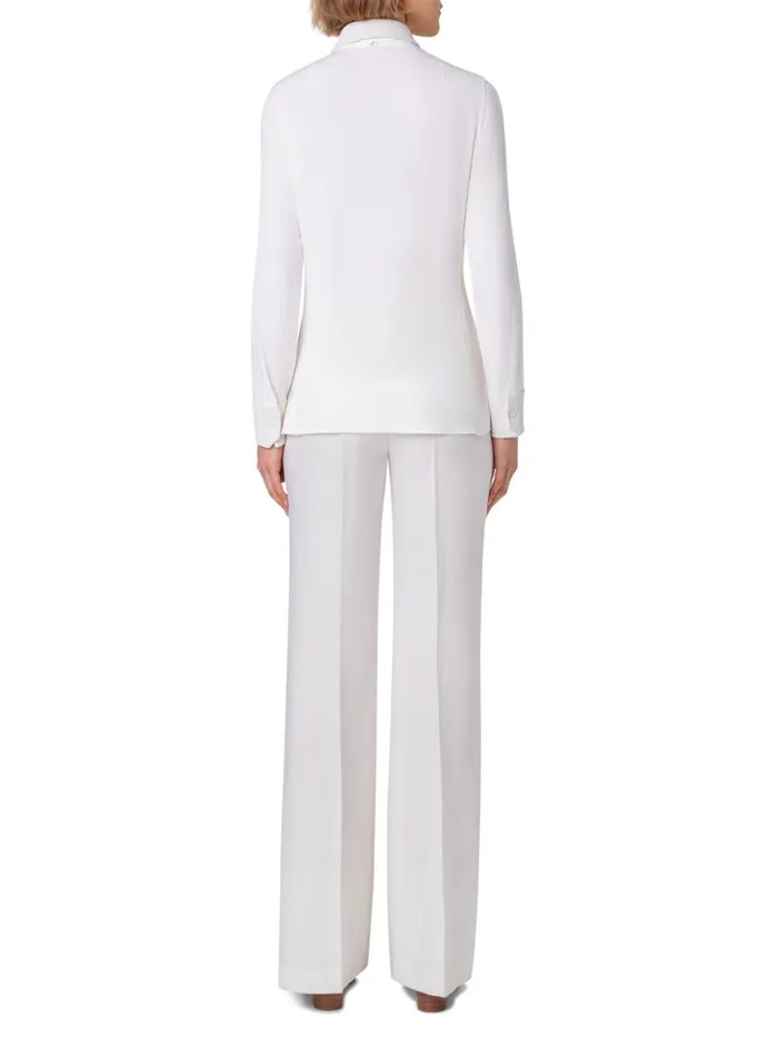 Cotton Blouse With Sequins Collar And Cuffs Ivory Women Akris Blouses