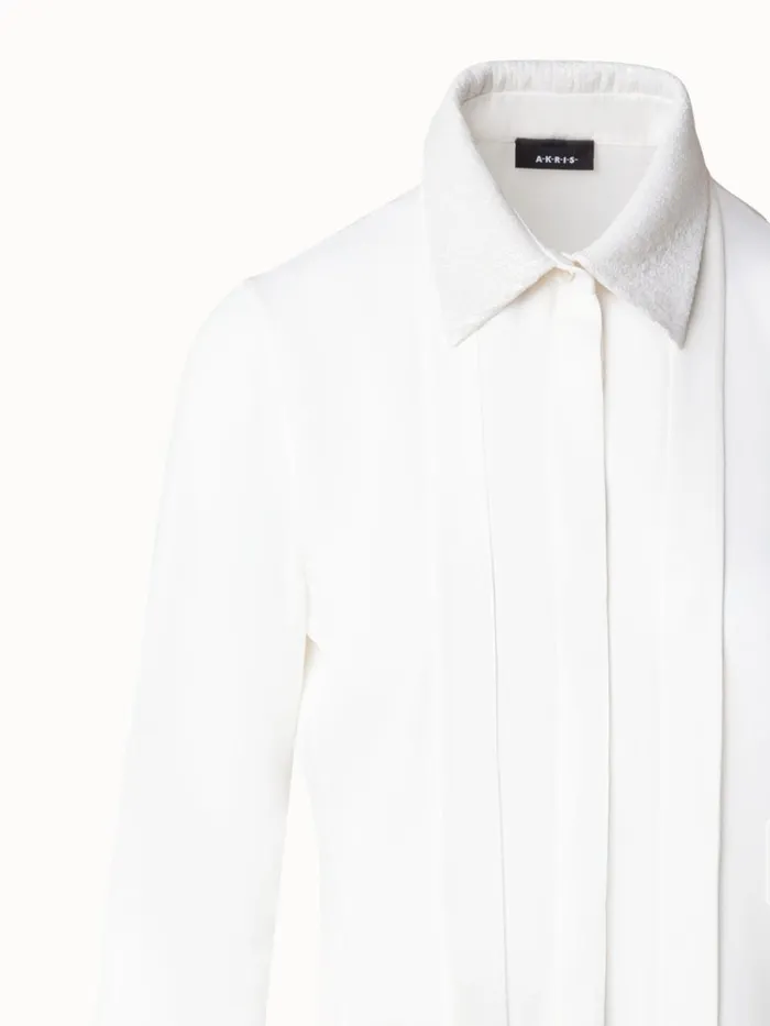 Cotton Blouse With Sequins Collar And Cuffs Ivory Women Akris Blouses