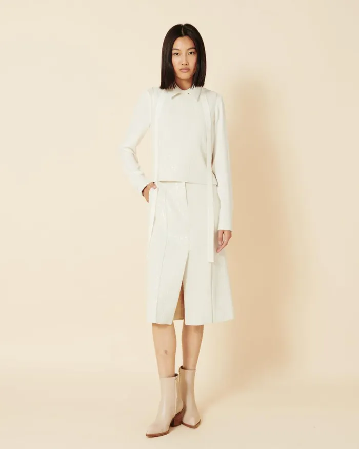 Cotton Blouse With Sequins Collar And Cuffs Ivory Women Akris Blouses