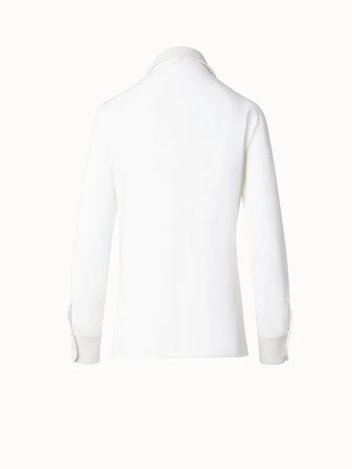 Cotton Blouse With Sequins Collar And Cuffs Ivory Women Akris Blouses