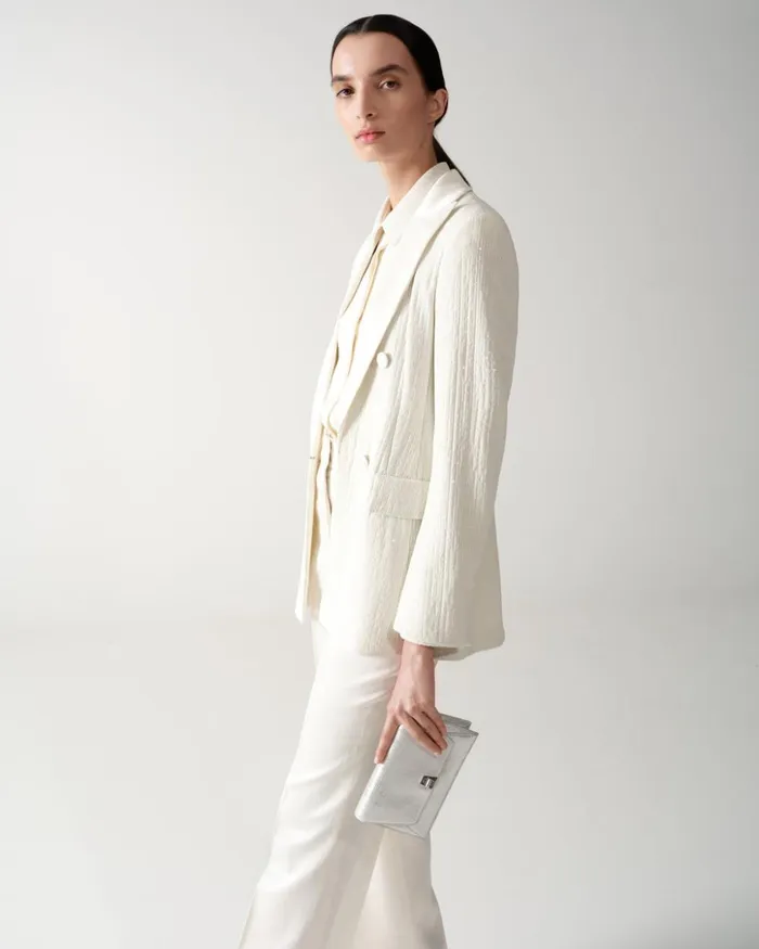 Cotton Blouse With Sequins Collar And Cuffs Ivory Women Akris Blouses
