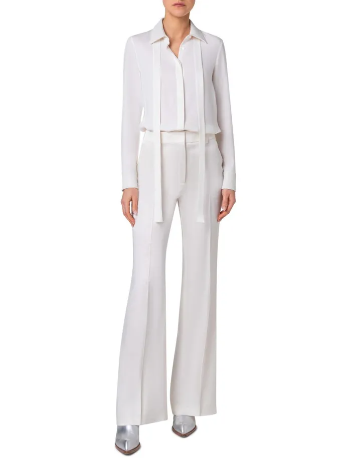 Cotton Blouse With Sequins Collar And Cuffs Ivory Women Akris Blouses