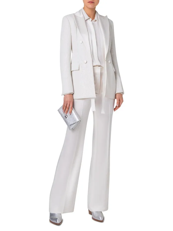Cotton Blouse With Sequins Collar And Cuffs Ivory Women Akris Blouses