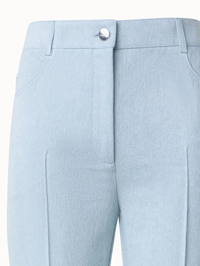 Cotton Denim Bootcut Pants Bleached Denim Women Akris Pants