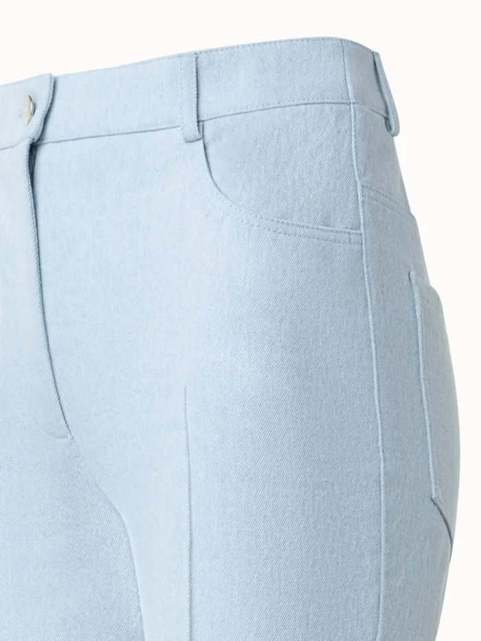Cotton Denim Bootcut Pants Bleached Denim Women Akris Pants