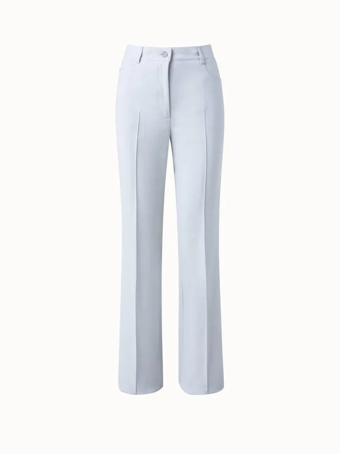 Cotton Silk Double Face Boot Cut Pant Clay Women Akris Pants