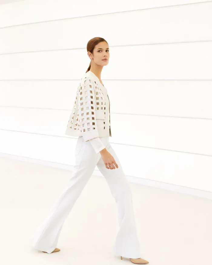 Cotton Silk Double Face Boot Cut Pant Clay Women Akris Pants