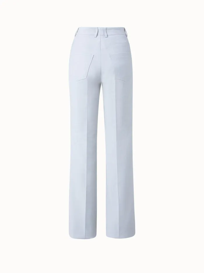 Cotton Silk Double Face Boot Cut Pant Clay Women Akris Pants