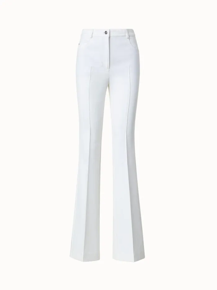 Cotton Silk Stretch Bootcut Pant Ecru Women Akris Pants