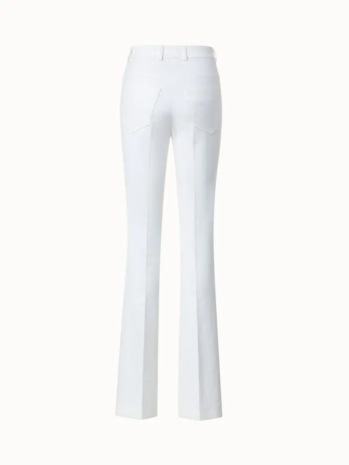 Cotton Silk Stretch Bootcut Pant Ecru Women Akris Pants