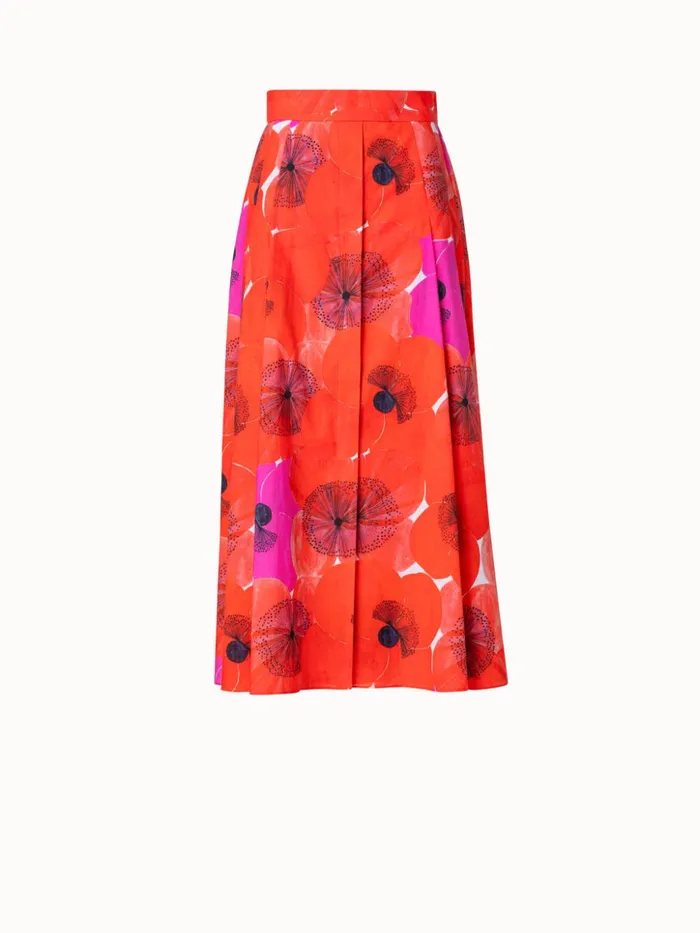 Cotton Voile Aline Skirt With Poppy Print Poppy Women Akris Skirts