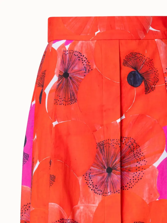 Cotton Voile Aline Skirt With Poppy Print Poppy Women Akris Skirts