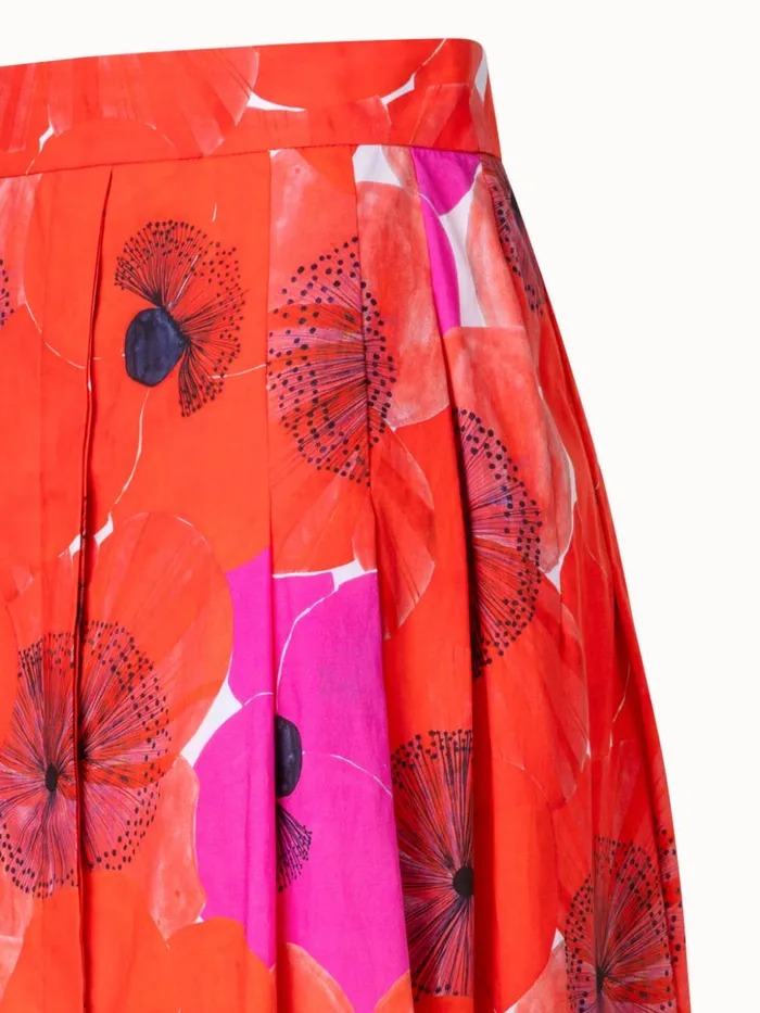 Cotton Voile Aline Skirt With Poppy Print Poppy Women Akris Skirts