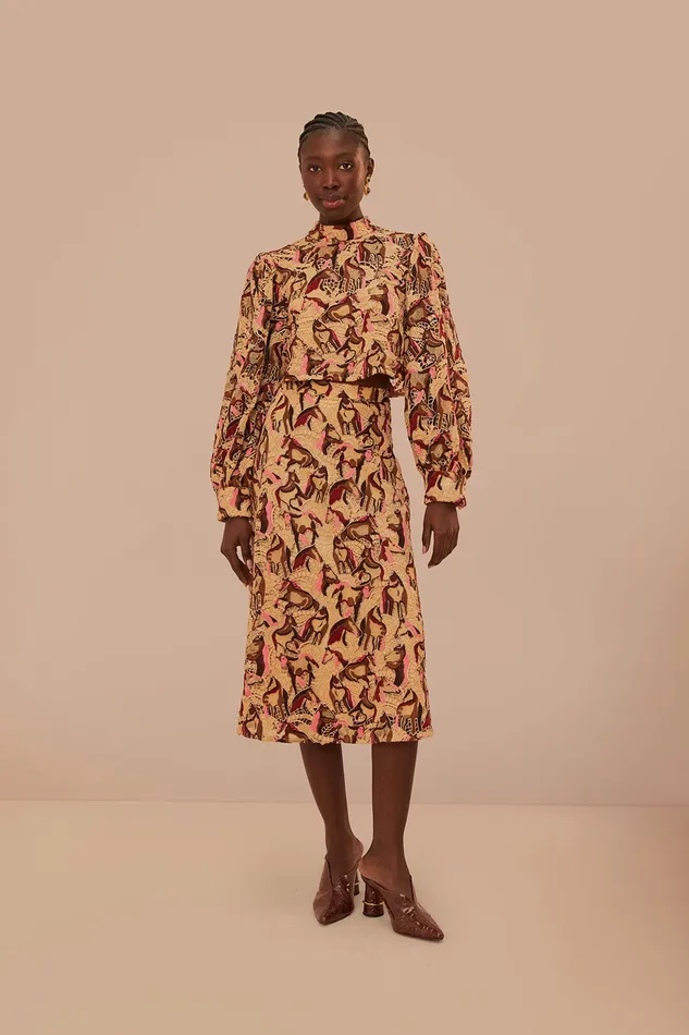 Cream Horses Guipure Blouse Women Farm Rio Blouses