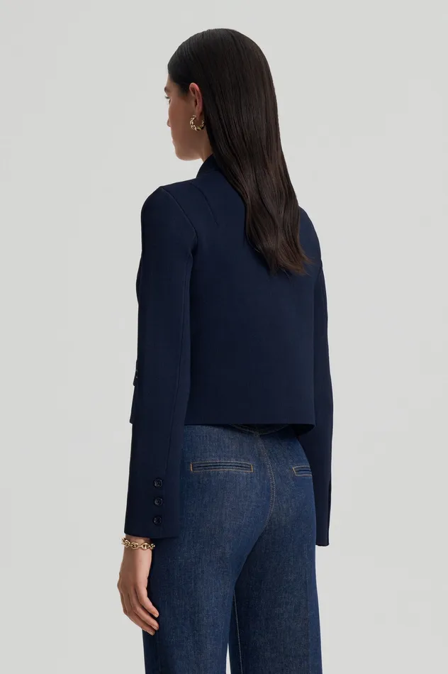 CREPE KNIT BUTTON JACKET NAVY Jackets Scanlan Theodore Women CREPE KNIT BUTTON JACKET NAVY Jackets Scanlan Theodore Women