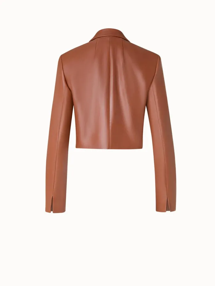 Cropped Leather Jacket With Lapel Vicuna Women Akris Jackets