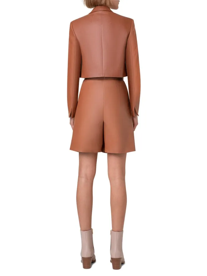 Cropped Leather Jacket With Lapel Vicuna Women Akris Jackets