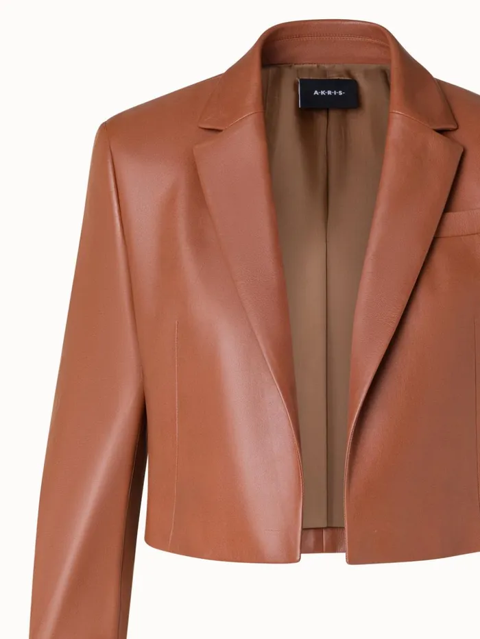 Cropped Leather Jacket With Lapel Vicuna Women Akris Jackets