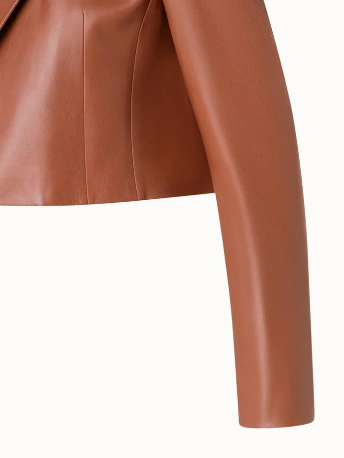 Cropped Leather Jacket With Lapel Vicuna Women Akris Jackets