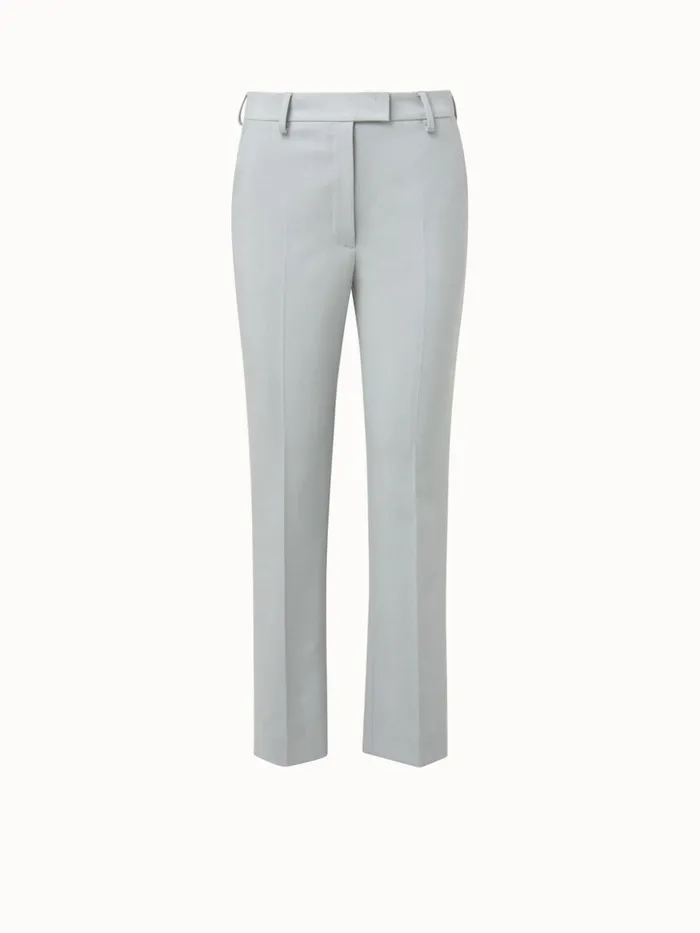Cropped Pants With Straight Leg In Techno Stretch Gabardine Clay Women Akris Pants