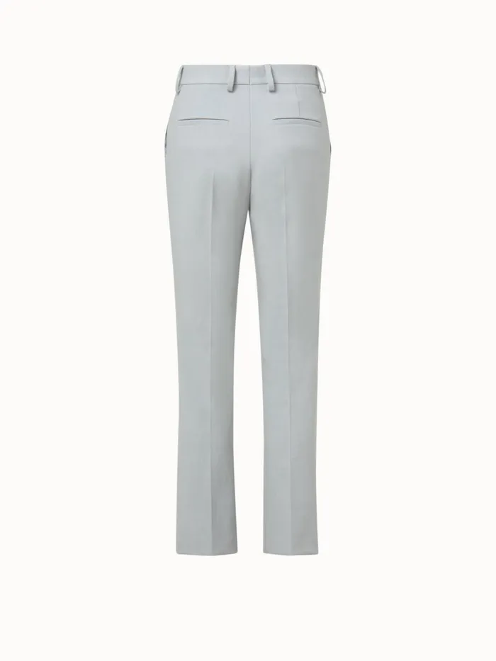 Cropped Pants With Straight Leg In Techno Stretch Gabardine Clay Women Akris Pants