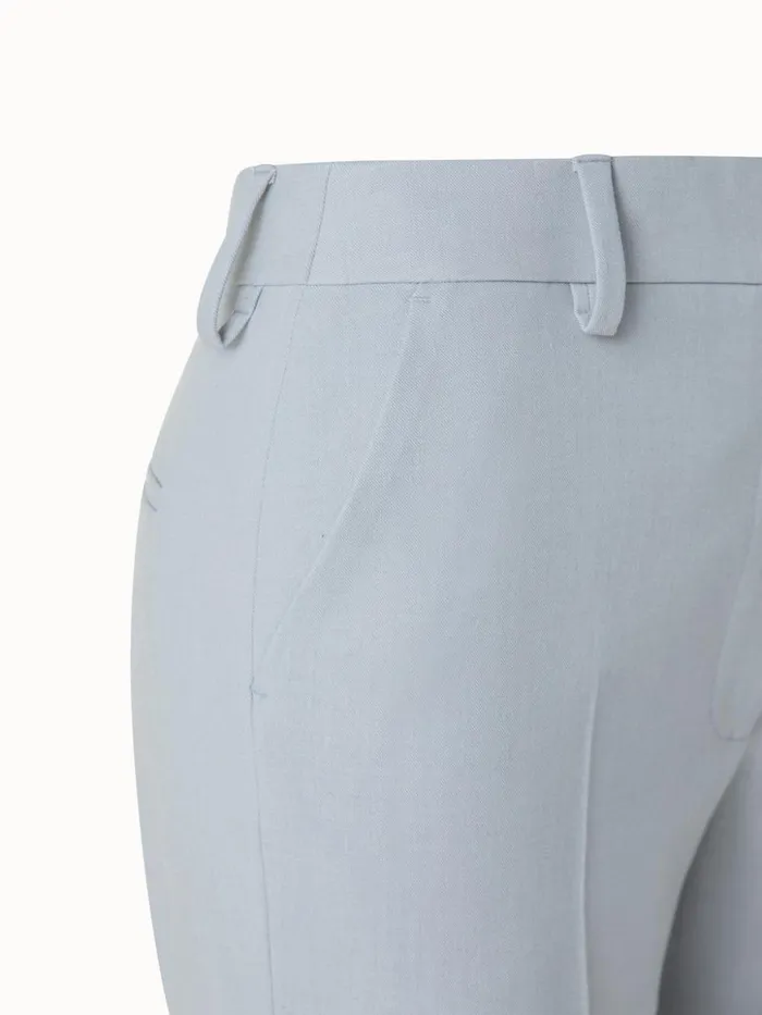 Cropped Pants With Straight Leg In Techno Stretch Gabardine Clay Women Akris Pants