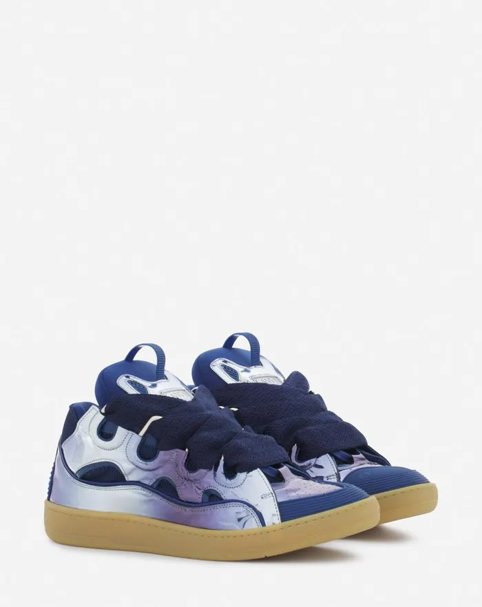 Curb Sneakers In Metallic Leather Cornflower Men Lanvin Curb Curb Sneakers In Metallic Leather Cornflower Men Lanvin Curb
