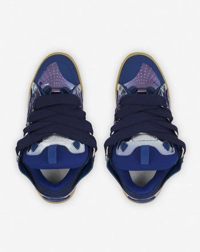 Curb Sneakers In Metallic Leather Cornflower Men Lanvin Curb Curb Sneakers In Metallic Leather Cornflower Men Lanvin Curb