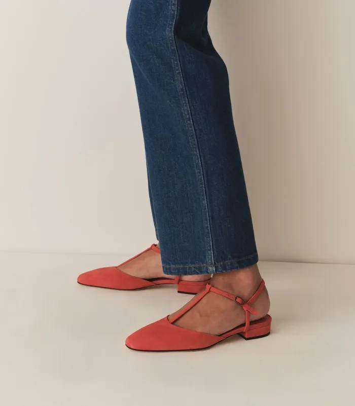 DEN Cristina TStrap Flat Fuego Suede Women Shoes DEN Cristina TStrap Flat Fuego Suede Women Shoes